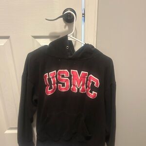 USMC Black Hoodie with Red Lettering